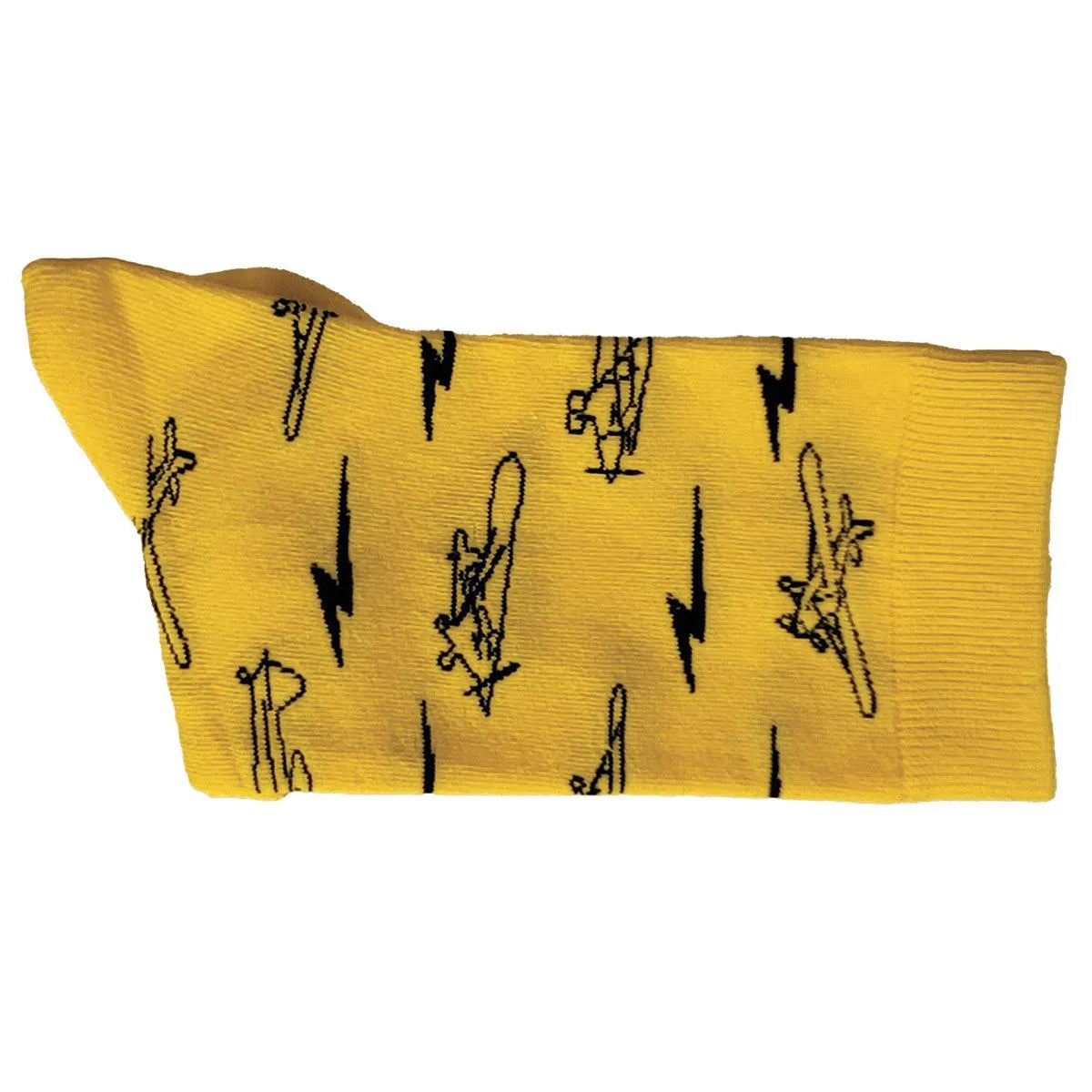 Yellow socks with airplanes J-3 cub