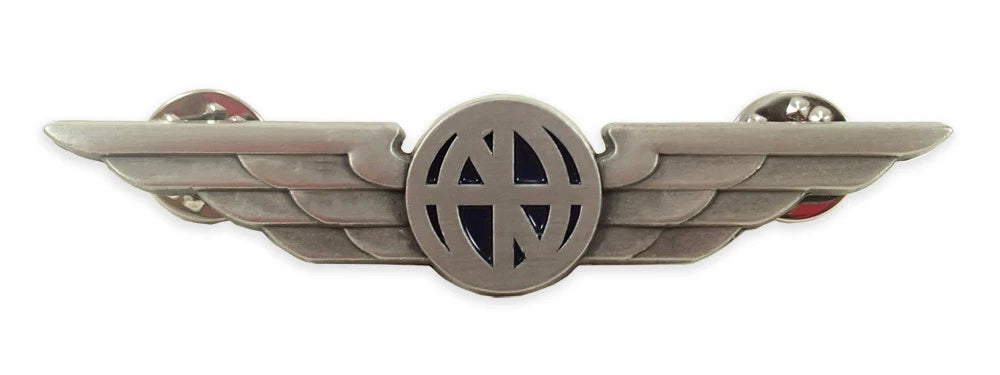 Aviator Shirt Lapel Pin Silver with Buttery Fly Clasps