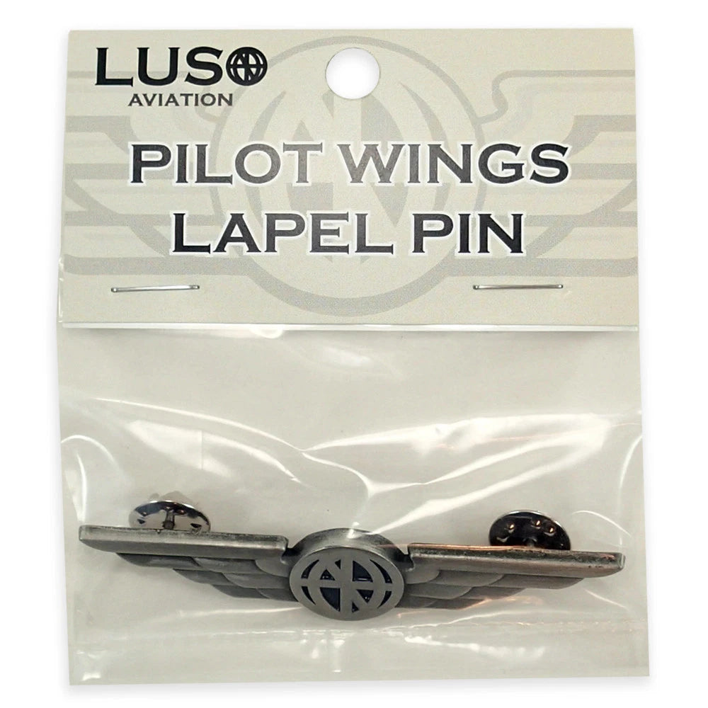 Aviator Shirt Lapel Pin Silver with Buttery Fly Clasps